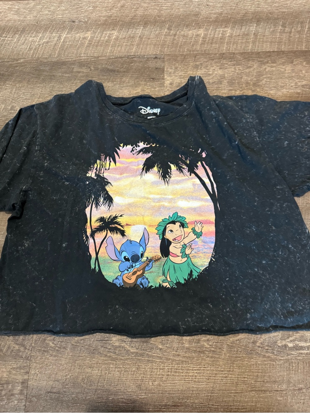 Disney Lilo & Stitch Black Cropped Graphic Tee